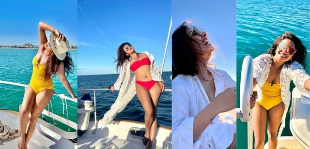 वैकेशन पर है Priyanka Chopra, येल्लो कलर की बिकनी में दे रही है पोज