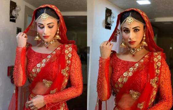 लाल लहंगा पहने बिलकुल दुल्हन की तरह लग रही है मौनी रॉय , तस्वीरें हुई वायरल
