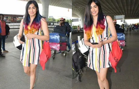 एयरपोर्ट पर बेहद स्टाइलिश लुक मे स्पॉट हुई अदा शर्मा, कलरफुल हेयर के साथ दिए मुसकुराते हुए पोज