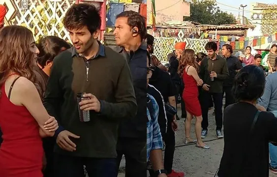 सारा को प्यार से देखते हुए दिखे कार्तिक आर्यन ,'लव आजकल 2' के सेट तस्वीर हुई वायरल