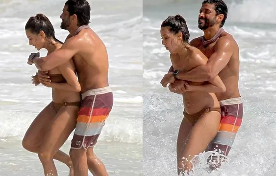 समंदर किनारे गर्लफ्रेंड के साथ रोमांटिक होते दिखे फरहान अख्तर, बोल्ड तस्वीरें हुई वायरल