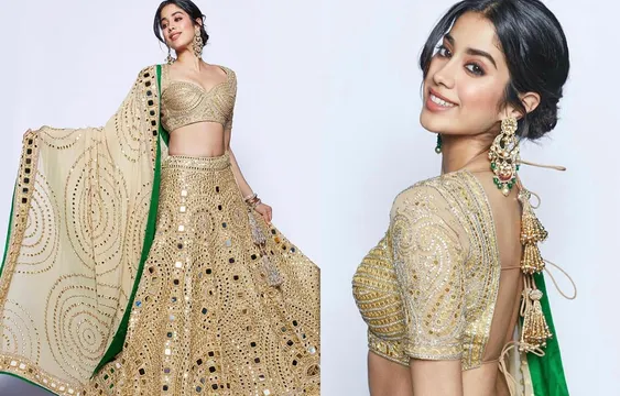 बैकलेस लहंगा चोली पहन पार्टी में पहुंची जाह्नवी कपूर ,ग्लैमरस लुक की तस्वीरें की शेयर