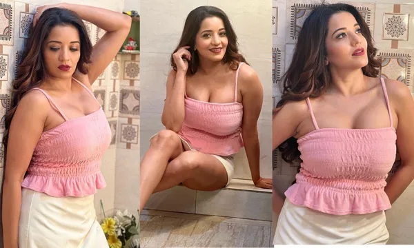 Monalisa: छोटी स्कर्ट और वन स्ट्रिप टॉप पहन कर मोनालिसा ने दिए SEXY POSE