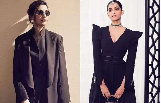 ब्लैक गाउन पहने सोनम कपूर ने करवाया फोटोशूट ,सेक्सी लुक से किया सबको इंप्रेस