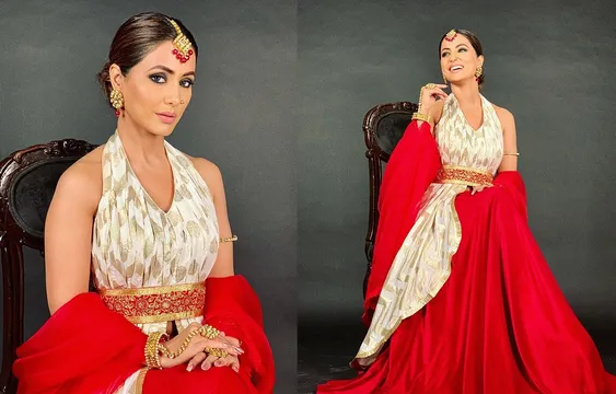 ट्रेडिशनल लुक में हिना खान ढा रही है कहर,कसौटी जिन्दगी के सेट से शेयर की तस्वीर