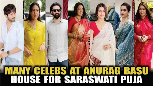 Kartik Aaryan, Sara Ali, Rupali Ganguly, Aditya Roy & More At Anurag Basu House For Saraswati Puja