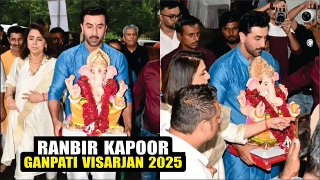 RANBIR KAPOOR GANPATI VISARJAN 2025 | Ranbir Kapoor and Neetu Kapoor Ganpati Visarjan 2025