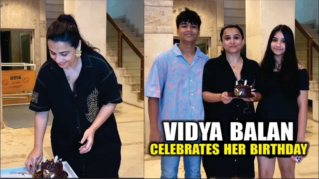 Vidya Balan Birthday Party | Vidya Balan celebrates her birthday by cutting a cake with the paps