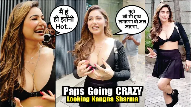 Paps Going CRAZY looking at Kangna Sharma Stunning Look Black Dress | Kangna Sharma HOT LOOK