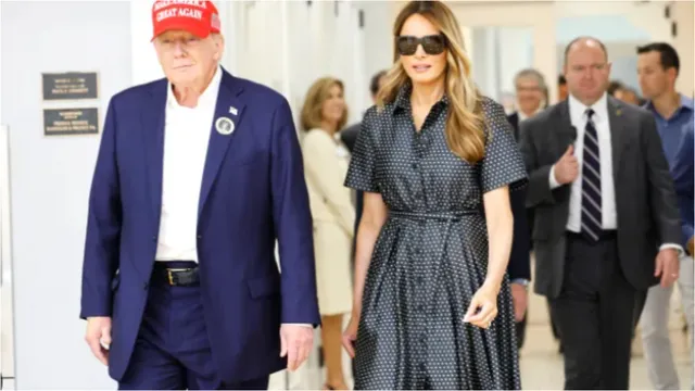 USA: మెలానీయాతో కలిసి ఓటేసిన ట్రంప్..కాలిఫోర్నియాలో కమలా ఓటు