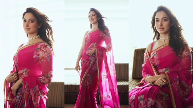 Tamannaah Bhatia: పింక్ శారీలో మిల్కీ బ్యూటీ.. గులాబీ కంటే అందంగా మెరిసిపోతుందిగా!