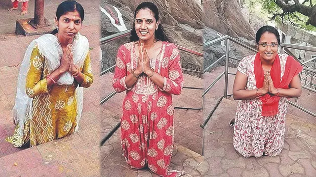 Mancherial :  జవాన్లు క్షేమంగా ఉండాలని.. గుడి మెట్లపై మోకాళ్లపై ఎక్కి!