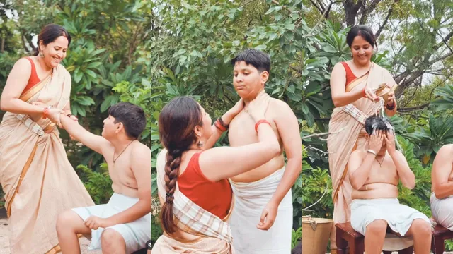 Anchor Anasuya: పచ్చని ప్రకృతిలో నలుగుతో కుమారులకు  స్నానం.. అనసూయ  వీడియో వైరల్!