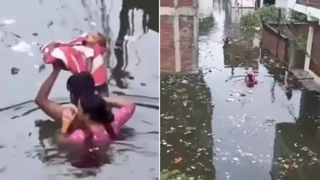 Prayagraj Flood: పీకల్లోతు వరద నీటిలో ‘బాహుబలి’ సీన్ రిపీట్