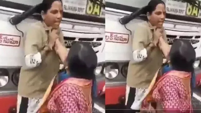 Hyderabad :  బస్సు ఆపలేదని కండక్టర్ పీక పట్టుకుంది.. వీడియో వైరల్!