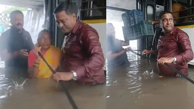 Warangal :  వరంగల్‌లో వర్షం బీభత్సం.. వరదలో చిక్కుకున్న ఆర్టీసీ బస్సులు