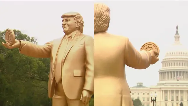 Trump: క్యాపిటల్‌ భవనం ముందు ట్రంప్ విగ్రహం.. చేతిలో బిట్‌కాయిన్