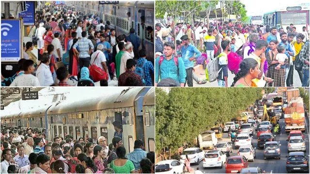 Bathukamma..Dussehra : దారులన్నీ ఊరివైపే...బతుకమ్మ..దసరా రద్దీ..కిక్కిరిసిన బస్టాండ్లు..రైల్వే స్టేషన్లు