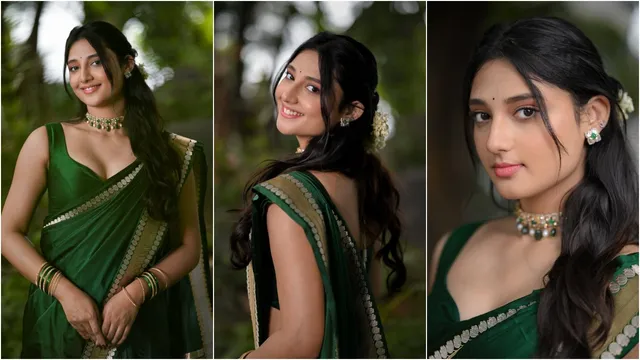 Mirai Heroine: ఆకుపచ్చ చీరలో..  తెలుగింటి అమ్మాయిలా మెరిసిపోతున్న 'మిరాయ్' బ్యూటీ! ఎంత ముద్దుగా ఉందో