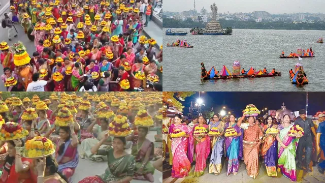 Hyderabad Grand Bhatukamma: పూలవనమైన ట్యాంక్‌బండ్‌..అంబరాన్నంటిన బతుకమ్మ సంబురాలు