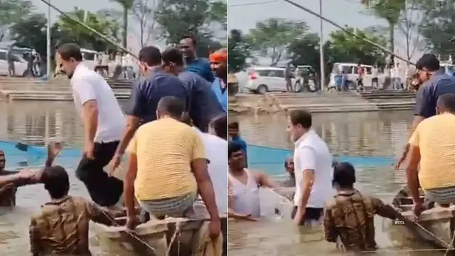 Rahul Gandhi: చెరువులోకి దూకి చేపలు పట్టిన రాహుల్ గాంధీ.. వీడియో వైరల్