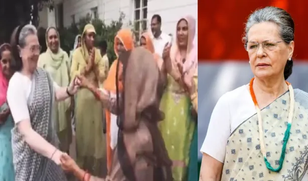 Sonia Gandhi Dance: మహిళా రైతులతో డ్యాన్స్ వేస్తూ సేదతీరిన సోనియా గాంధీ