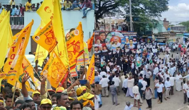 పుంగనూరులో చంద్రబాబు ర్యాలీపై రాళ్ల దాడిని ఖండిస్తూ టీడీపీ నేతల ర్యాలీలు