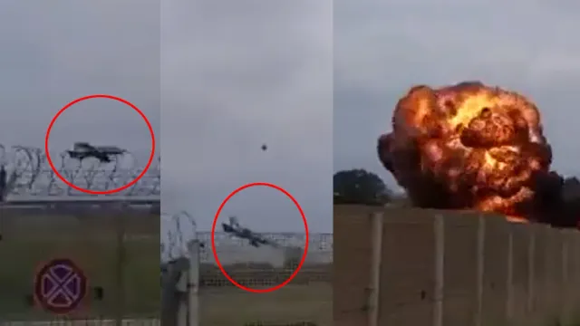 Watch Video: రోడ్డుపై వెళ్తున్న కారును ఢీకొట్టిన మిలిటరీ జెట్.. ఒళ్లు గగుర్పొడిచే వీడియో..