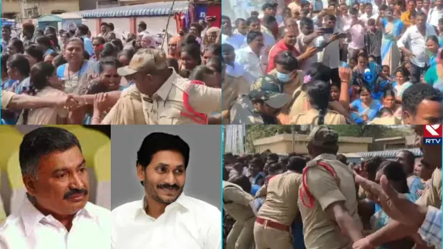 Anganwadis strike in AP:మంత్రి పెద్దిరెడ్డి కాన్వాయ్ అడ్డగించిన అంగన్వాడీలు