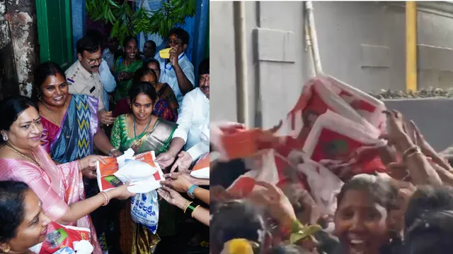 పవన్ పంపించిన చీరల కోసం ఎలా పోటీ పడ్డారో చూడండి-VIDEO