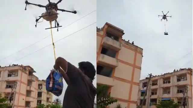 డ్రోన్ల ద్వారా ఆహారం పంపిణీ-VIDEO