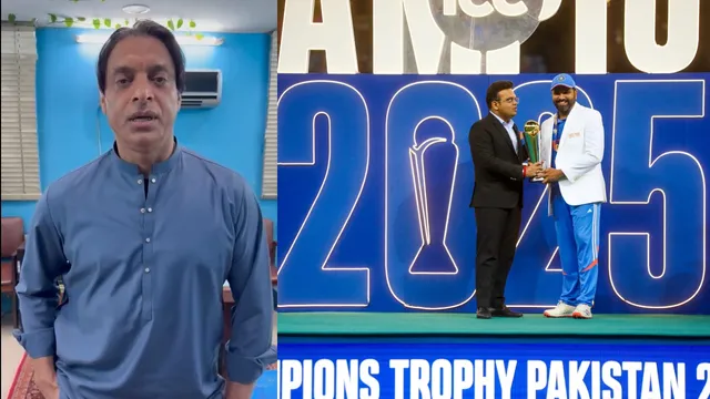 champions trophy ceremony, india vs new zealand final, rohit sharma ind cricket team, shoaib akhtar, पीसीबी का प्रतिनिधि मौजूद नहीं, पाकिस्तान, भारत बनाम न्यूजीलैंड फाइनल, चैंपियंस ट्रॉफी, jay shah champions trophy, mohsin naqvi, pcb officials missing champions trophy, pakistan champions trophy