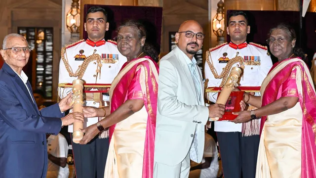 President Draupadi Murmu,Draupadi Murmu,Padma Bhushan,Padma Bhushan 2025,Sharda Sinha,Singer Sharda Sinha,Kumudini Rajnikant Lakhia,Ricky Kej,Anant Nag,राष्ट्रपति द्रौपदी मुर्मू,द्रौपदी मुर्मू,पद्म भूषण,पद्म भूषण 2025,शारदा सिन्हा,