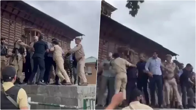 Omar abdullah, Omar Abdullah Martyrs Day, July 13 Kashmir martyrs, Martyrs cemetery Srinagar, Omar Abdullah climbs fence, Jammu Kashmir political detentions, LG Manoj Sinha controversy, Kashmir leaders house arrest,