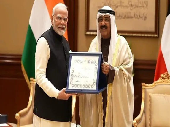 Kuwait gave its highest honor The Order of Mubarak Al Kabeer to Prime Minister Modi