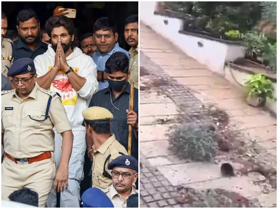 Stones pelted at 'Pushpa 2' actor Allu Arjun's hyderbad house tomatoes thrown, pots also broken, JAC leaders accused of vandalism