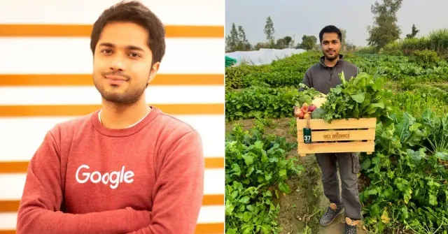 Mantaj Sidhu at his Gill Organics farm in Patiala, where 18 varieties of fresh, chemical-free vegetables are grown for 35 families.