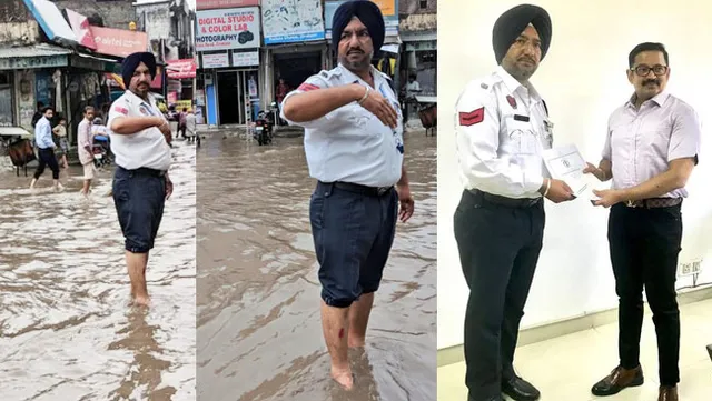 घुटनों तक भरा पानी भी पंजाब पुलिस को ड्यूटी करने से नहीं रोक पाया; मिला सीएम से इनाम!