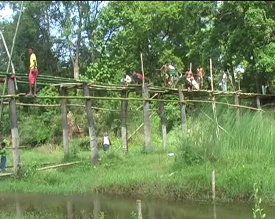 ଶୁଣିଲାନି ପ୍ରଶାସନ. .  ଅନେଇଲେନି ଲୋକ ପ୍ରତିନିଧି : ନିଜ ଉଦ୍ୟମରେ ପୋଲ ନିର୍ମାଣ କଲେ ଗାଁ ଲୋକେ