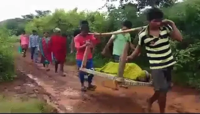 ଥମୁନି ଜନନୀ ଯନ୍ତ୍ରଣା ! ଆଦିବାସୀ ଅଧୁଷିତ କୋରାପୁଟ ଜିଲ୍ଲାରେ ପୁଣି ଭାରାରେ ବୁହାହେଲେ ଗର୍ଭବତୀ ମହିଳା