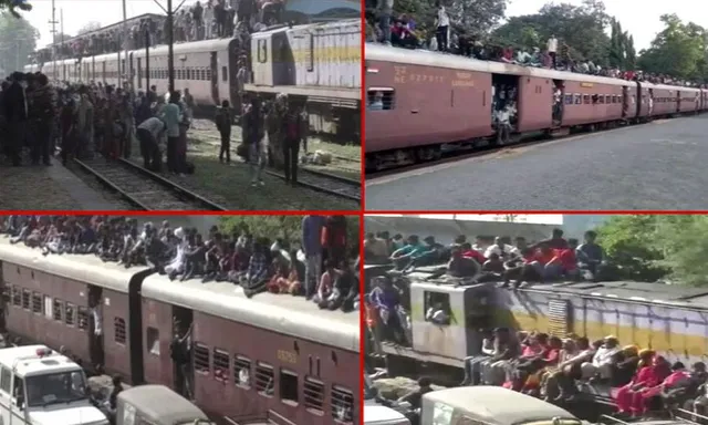 ତଳେ ଉପରେ, ବଗି ମଝିରେ ସବୁଆଡ଼େ ଯାତ୍ରୀ ! ଗୁଜରାଟ ଜୁନାଗଡ଼ରେ ବିପଜ୍ଜନକ ଭାବେ ଟ୍ରେନ୍ ଯାତ୍ରା