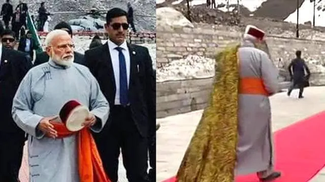 ପାରମ୍ପରିକ ପୋଷାକ, ପାହାଡି ଟୋପି, ଅଣ୍ଟାରେ ଗେରୁଆ ଗାମୁଛା । କେଦାରନାଥରେ ନିଆରା ଅନ୍ଦାଜରେ ନଜର ଆସିଲେ ପ୍ରଧାନମନ୍ତ୍ରୀ ମୋଦି ।