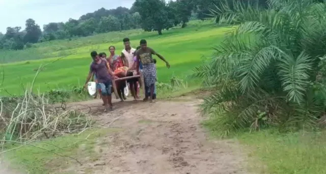 ଖଟିଆ ଦୁଃଖ କେବେ ସରିବ? ମାଳ ମାଳ ଯୋଜନା ପରେ ବି ୩ କିମି ଖଟିଆରେ  ବୁହାହେଲେ ଗର୍ଭବତୀ