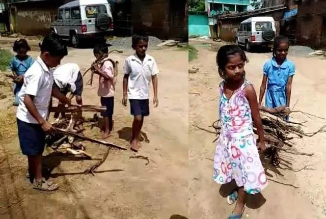 କଲମ ବଦଳରେ କୁନି ହାତରେ କାଠ । ସୁବର୍ଣ୍ଣପୁରରୁ ଆସିଲା ସାଂଘାତିକ ଚିତ୍ର । ବିଦ୍ୟାଳୟରେ ପାଠପଢା ବଦଳରେ ମଧ୍ୟାହ୍ନ ଭୋଜନ ପ୍ରସ୍ତୁତି ପାଇଁ କାଠ ବୋହୁଛନ୍ତି କୁନି ଛାତ୍ରଛାତ୍ରୀ ।