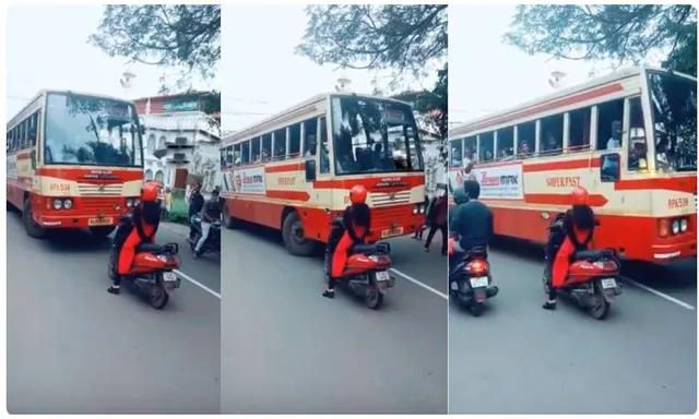 ସାହସୀ ମହିଳାଙ୍କୁ ସଲାମ । ଭୁଲ ପାଶ୍ୱର୍ରେ ଯାଉଥିବାରୁ ବସ୍ ଆଗରେ ସ୍କୁଟି ଛିଡା କରିଦେଲେ ମହିଳା, ଆଉ ତା’ପରର ଦୃଶ୍ୟ ଭିଡ଼ିଓରେ ଦେଖନ୍ତୁ ।