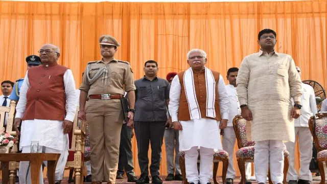 ହରିୟାଣା ମନ୍ତ୍ରୀମଣ୍ଡଳର ପ୍ରଥମ ସମ୍ପ୍ରସାରଣ । ୧୦ଜଣ ମନ୍ତ୍ରୀ ନେଲେ ଶପଥ, ବିଜେପିର ୮, ଜେଜେପି ଓ ସ୍ୱାଧୀନ ବିଧାୟକଙ୍କୁ ଗୋଟିଏ ଲେଖାଏଁ ମନ୍ତ୍ରୀପଦ ।