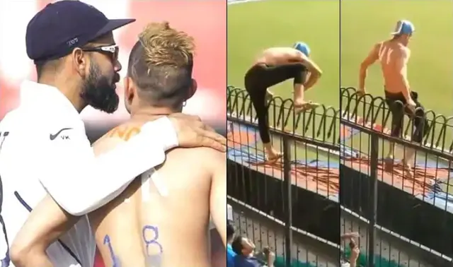 ଚାଲିଥିଲା ଭାରତ-ବାଂଲାଦେଶ ଟେଷ୍ଟ ମ୍ୟାଚ୍ । ହଠାତ୍ ପଡିଆ ମଝିକୁ ଦୌଡି ପଶିଗଲେ ଜଣେ ଦର୍ଶକ । ଦେଖନ୍ତୁ କେମିତି ଫ୍ୟାନଙ୍କ ବଡିଗାର୍ଡ ସାଜିଲେ ବିରାଟ ।