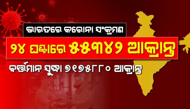 ଗତ ୨୪ ଘଣ୍ଟା ମଧ୍ୟରେ ୫୫,୩୪୨ କରୋନା ସଂକ୍ରମିତ ଚିହ୍ନଟ, ମୃତ୍ୟୁ ସଂଖ୍ୟା ୧ ଲକ୍ଷ ୯ ହଜାର ୮୫୬ ଛୁଇଁଲା