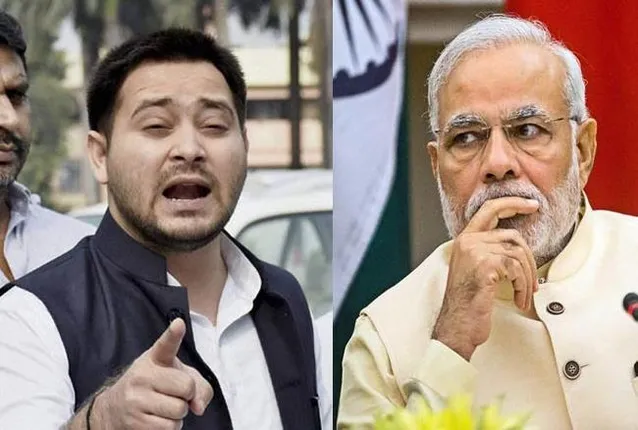 ବିହାର ରାଜନୀତିରେ ମୋଦୀ ବନାମ ତେଜସ୍ୱୀ  । ପ୍ରଧାନମନ୍ତ୍ରୀଙ୍କୁ ତେଜସ୍ୱୀଙ୍କ ଜବାବ । କହିଲେ, ସେ ପ୍ରଧାନମନ୍ତ୍ରୀ କିଛି ବି କହିପାରିବେ, ବିହାର ଆସି ଏଡାଇ ଗଲେ ମୁଖ୍ୟ ପ୍ରସଙ୍ଗ । ତେଜସ୍ୱୀଙ୍କ ଜଙ୍ଗଲରାଜର ଯୁବରାଜ କହିଥିଲେ ମୋଦୀ