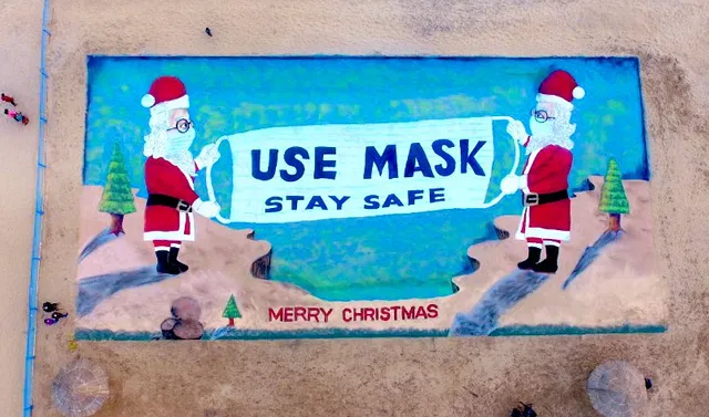 ବାଲୁକାରେ ବଡ଼ଦିନର ଶୁଭେଚ୍ଛା : ବାଲୁକା କଳା ଜରିଆରେ ବଡ଼ଦିନର ବାର୍ତା ଦେଇଛନ୍ତି ଆନ୍ତର୍ଜାତୀୟ ଖ୍ୟାତିସମ୍ପନ୍ନ ବାଲୁକା ଶିଳ୍ପୀ ସୁଦର୍ଶନ ପଟ୍ଟନାୟକ